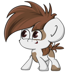 Size: 3709x3759 | Tagged: safe, artist:machstyle, imported from derpibooru, pipsqueak, earth pony, pony, background pony, big ears, colt, excited, happy, high res, looking up, male, poofy mane, simple background, solo, standing, transparent background