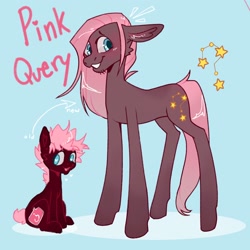 Size: 2048x2048 | Tagged: safe, artist:possumpupper, imported from derpibooru, oc, oc only, oc:pink query, earth pony, pony, high res, looking at you, question mark, redesign, smiling, solo