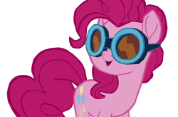 Size: 1280x841 | Tagged: safe, artist:benpictures1, pinkie pie, earth pony, pony, my little pony: the movie, cute, diapinkes, female, goggles, inkscape, looking at someone, mare, open mouth, pink mane, simple background, solo, solo female, transparent background, vector