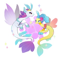 Size: 790x732 | Tagged: dead source, safe, artist:batthsalts, imported from derpibooru, princess skystar, queen novo, seapony (g4), my little pony: the movie, duo, female, mother and child, mother and daughter, simple background, white background