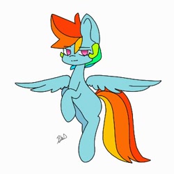 Size: 360x360 | Tagged: safe, artist:haichiroo, imported from derpibooru, rainbow dash, pony, looking at you, simple background, solo, spread wings, white background, wings