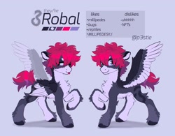Size: 2048x1594 | Tagged: safe, artist:draw3, imported from derpibooru, oc, oc only, oc:robal, pegasus, pony, reference sheet, solo