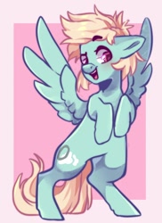 Size: 640x880 | Tagged: safe, artist:cheekipone, imported from derpibooru, oc, oc only, oc:cloud gazer, pegasus, pony, rearing, smiling, solo, spread wings, wings