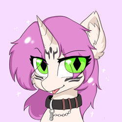 Size: 1024x1024 | Tagged: safe, artist:otakulight, imported from derpibooru, oc, oc only, oc:wubu, pony, collar, pink background, simple background, solo, tongue out