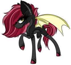 Size: 2129x1929 | Tagged: safe, artist:beamybutt, imported from derpibooru, oc, oc only, bat pony, pony, bat pony oc, bat wings, colored hooves, ear fluff, eyelashes, female, mare, raised hoof, simple background, solo, transparent background, wings