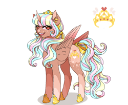 Size: 1280x1051 | Tagged: safe, artist:brot-art, imported from derpibooru, oc, oc only, alicorn, pony, alicorn oc, crown, ear piercing, earring, female, hoof shoes, horn, jewelry, mare, piercing, regalia, simple background, solo, transparent background, wings
