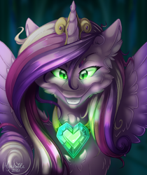 Size: 2550x3034 | Tagged: safe, artist:mychelle, imported from derpibooru, princess cadance, queen chrysalis, pony, fake cadance, high res, solo