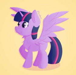 Size: 1024x1004 | Tagged: safe, artist:exobass, imported from derpibooru, twilight sparkle, alicorn, pony, chest fluff, cute, female, lineless, mare, smiling, solo, spread wings, twiabetes, twilight sparkle (alicorn), wings