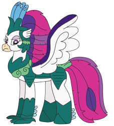 Size: 2040x2249 | Tagged: safe, artist:supahdonarudo, imported from derpibooru, queen novo, classical hippogriff, hippogriff, series:novoember, my little pony: the movie, armor, helmet, high res, simple background, transparent background, wing armor, wings