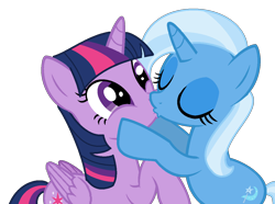 Size: 1199x891 | Tagged: safe, artist:santi0095, imported from derpibooru, trixie, twilight sparkle, alicorn, pony, unicorn, duo, female, kiss on the lips, kissing, lesbian, shipping, show accurate, simple background, transparent background, twilight sparkle (alicorn), twixie