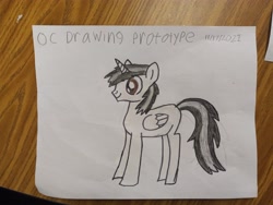 Size: 4608x3456 | Tagged: safe, imported from derpibooru, oc, oc only, oc:moises munguia, alicorn, pony, alicorn oc, black mane, brown eyes, drawing, horn, male, solo, traditional art, wings