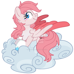 Size: 1280x1280 | Tagged: safe, artist:rohans-ponies, imported from derpibooru, oc, oc only, oc:candy jubilee, pegasus, pony, cloud, colored wings, female, mare, simple background, solo, transparent background, two toned wings, wings