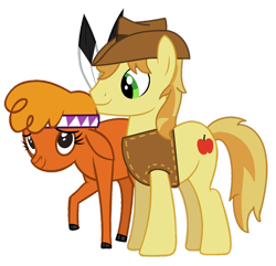 Size: 1280x1232 | Tagged: safe, artist:santi0095, imported from derpibooru, braeburn, little strongheart, pony, braeheart, female, male, shipping, show accurate, simple background, straight, transparent background