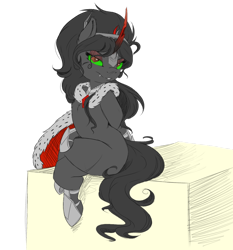 Size: 1280x1371 | Tagged: safe, artist:evehly, edit, imported from derpibooru, king sombra, pony, unicorn, female, mare, queen umbra, rule 63, simple background, sitting, solo, transparent background