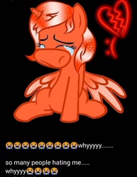 Size: 720x932 | Tagged: safe, artist:pegasister delta aetos, imported from derpibooru, oc, oc only, alicorn, pony, base used, crying, eyes closed, female, sad, solo