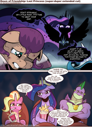 Size: 1280x1778 | Tagged: safe, artist:saturdaymorningproj, imported from derpibooru, izzy moonbow, luster dawn, spike, sunny starscout, twilight sparkle, alicorn, dragon, earth pony, pony, unicorn, the last problem, cinema, comic, dialogue, discussion in the comments, evil twilight, extended version, female, food, g5, gigachad spike, injured, justice league, luster dawn is not amused, male, mare, movie, my little pony: a new generation, older, older spike, older twilight, popcorn, princess twilight 2.0, reaction to own portrayal, soda, speech bubble, spike is not amused, that magic was not yours to give, twilight sparkle (alicorn), twilight sparkle is not amused, unamused, zack snyder's justice league