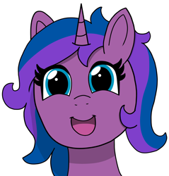 Size: 5364x5619 | Tagged: safe, artist:eminent entropy, imported from derpibooru, oc, oc only, oc:stellar trace, pony, unicorn, emoji, emote, emotes, female, happy, looking at you, mare, not izzy moonbow, simple background, smiling, smiling at you, solo, white background