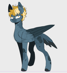 Size: 648x705 | Tagged: safe, artist:mewzynn, imported from derpibooru, oc, oc only, oc:cracked sky, pegasus, pony, looking at you, male, simple background, solo, stallion