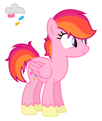 Size: 788x932 | Tagged: safe, artist:cobaltstaryt, imported from derpibooru, oc, oc only, oc:sweet tooth, pegasus, pony, base used, eyelashes, magical lesbian spawn, offspring, parent:pinkie pie, parent:rainbow dash, parents:pinkiedash, pegasus oc, simple background, smiling, solo, unshorn fetlocks, white background