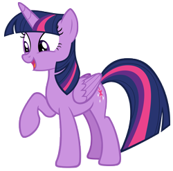 Size: 7187x7110 | Tagged: safe, artist:andoanimalia, imported from derpibooru, twilight sparkle, alicorn, pony, the hearth's warming club, absurd resolution, female, mare, open mouth, raised hoof, simple background, solo, transparent background, twilight sparkle (alicorn), vector