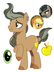 Size: 1224x1620 | Tagged: safe, artist:princess-kitsune-tsu, imported from derpibooru, applejack, doctor caballeron, oc, earth pony, pony, freckles, male, offspring, parent:applejack, parent:doctor caballeron, simple background, stallion, transparent background