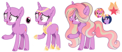 Size: 1280x543 | Tagged: safe, artist:princess-kitsune-tsu, imported from derpibooru, luster dawn, twilight sparkle, oc, alicorn, pony, unicorn, the last problem, bald, base, female, magical lesbian spawn, mare, offspring, older, older twilight, parent:luster dawn, parent:twilight sparkle, parents:lusterlight, princess twilight 2.0, simple background, transparent background, twilight sparkle (alicorn)