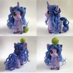 Size: 1200x1200 | Tagged: safe, artist:larsen toys, imported from derpibooru, izzy moonbow, pony, unicorn, ball, chibi, g5, izzy's tennis ball, photo, plushie, solo, tennis ball