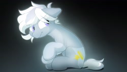 Size: 2800x1600 | Tagged: safe, artist:mochi_nation, imported from derpibooru, oc, oc only, oc:silver bolt, earth pony, pony, eye clipping through hair, female, mare, sitting, solo