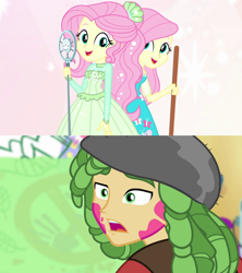 Size: 1280x1440 | Tagged: safe, edit, edited screencap, imported from derpibooru, screencap, fluttershy, sandalwood, a banner day, equestria girls, equestria girls series, so much more to me, female, male, sandalshy, shipping, shipping domino, straight