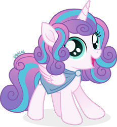 Size: 3581x3873 | Tagged: safe, artist:cirillaq, imported from derpibooru, princess flurry heart, alicorn, pony, cape, clothes, cute, female, filly, filly flurry heart, flurrybetes, happy, high res, older, older flurry heart, open mouth, open smile, simple background, smiling, solo, transparent background