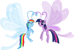 Size: 8395x5580 | Tagged: safe, artist:waveywaves, imported from derpibooru, rainbow dash, twilight sparkle, breezie, it ain't easy being breezies, absurd resolution, breeziefied, cute, duo, eyes closed, female, flying, rainbow breez, simple background, smiling, species swap, transparent background, twilight breezie