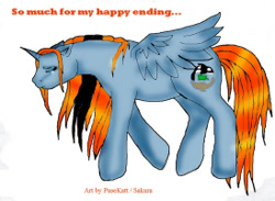 Size: 274x201 | Tagged: safe, artist:pusekatt, imported from derpibooru, oc, oc:teddy-chan, alicorn, g1, sad