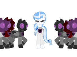 Size: 2048x1536 | Tagged: safe, artist:chanyhuman, imported from derpibooru, majesty, earth pony, pegasus, pony, unicorn, antagonist, armor, army, cult, cult leader, cultist, description, description is relevant, evil queen, masked pony, queen majesty, queen majesty iv, secret, simple background, terrorist, villainess, white background