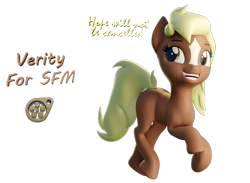 Size: 1477x1080 | Tagged: safe, artist:meisteraryanne, artist:xppp1n, imported from ponybooru, 3d, blender, blender eevee, download at source, downloadable, female, mare, simple background, smiling, solo, text, transparent background, trotting, verity