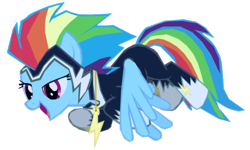 Size: 1280x766 | Tagged: safe, artist:benpictures1, imported from ponybooru, rainbow dash, zapp, pegasus, pony, power ponies (episode), cute, dashabetes, female, inkscape, open mouth, power ponies, simple background, solo, transparent background, vector