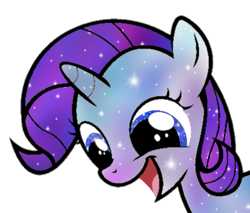 Size: 841x717 | Tagged: dead source, safe, artist:nitlynjane, imported from derpibooru, rarity, pony, unicorn, amused, bust, cute, ethereal, ethereal hair, ethereal mane, female, filly, filly rarity, open mouth, open smile, raribetes, recolor, simple background, smiling, solo, stars, transparent background, young rarity, younger