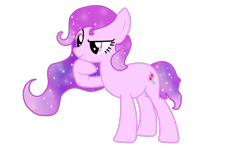Size: 1920x1200 | Tagged: safe, artist:nitlynjane, imported from derpibooru, oc, oc only, oc:galaxy twinkle, earth pony, pony, ethereal mane, ethereal tail, galaxy mane, hmm, pink eyes, pink pony, questioning, simple background, solo, stars, tail, thinking, transparent background