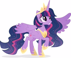 Size: 4096x3360 | Tagged: dead source, safe, artist:cuddly stary, imported from derpibooru, twilight sparkle, alicorn, pony, the last problem, crown, ethereal mane, hoof shoes, jewelry, older, older twilight, peytral, princess twilight 2.0, regalia, simple background, solo, starry mane, twilight sparkle (alicorn), white background