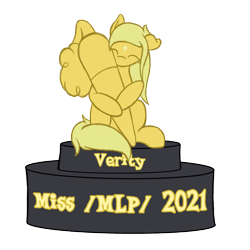 Size: 1500x1500 | Tagged: safe, imported from derpibooru, pony, carrot, food, herbivore, miss /mlp/ 2021, simple background, solo, transparent background, trophy, verity