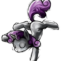 Size: 857x857 | Tagged: safe, artist:cozy belle, imported from derpibooru, sweetie belle, pony, unicorn, eyes closed, solo, standing, standing on one leg