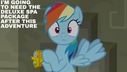 Size: 1280x720 | Tagged: safe, edit, edited screencap, editor:quoterific, imported from derpibooru, screencap, rainbow dash, pegasus, pony, daring doubt, season 9, female, flying, mare, solo, wings