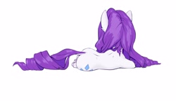 Size: 5000x3000 | Tagged: safe, artist:blue ink, imported from derpibooru, rarity, pony, unicorn, back, female, lying down, mare, rear view, simple background, solo, white background