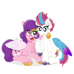Size: 1085x1080 | Tagged: safe, artist:thepinkbirb, imported from derpibooru, pipp petals, zipp storm, pegasus, pony, adorapipp, adorazipp, cute, duo, female, g5, mare, my little pony: a new generation, royal sisters (g5), siblings, simple background, sister, sisters, white background