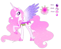 Size: 3264x2601 | Tagged: safe, artist:dawnheartyt, imported from derpibooru, oc, oc only, alicorn, changepony, hybrid, pony, alicorn oc, base used, changedling queen oc, ethereal mane, eyelashes, female, high res, horn, interspecies offspring, mare, offspring, parent:princess celestia, parent:thorax, parents:thoralestia, raised hoof, reference sheet, simple background, starry mane, story included, transparent background, wings