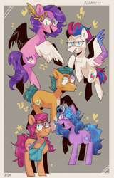 Size: 613x960 | Tagged: safe, artist:redrose26, imported from derpibooru, hitch trailblazer, izzy moonbow, pipp petals, sunny starscout, zipp storm, earth pony, pegasus, pony, unicorn, g5, mane five (g5), my little pony: a new generation