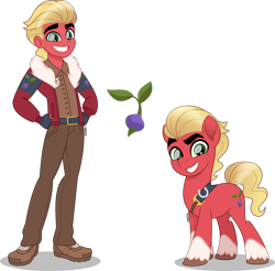 Size: 4000x3929 | Tagged: safe, artist:orin331, imported from derpibooru, sprout cloverleaf, earth pony, human, pony, equestria girls, bushy brows, clothes, cloven hooves, coat markings, cutie mark, cutie mark on clothes, equestria girls-ified, fingerless gloves, g4, g5, g5 to equestria girls, g5 to g4, gloves, hand on hip, handsome, high res, human ponidox, jacket, looking at you, male, movie accurate, my little pony: a new generation, pants, self paradox, self ponidox, shadow, shoes, simple background, smiling, socks (coat markings), stallion, stupid sexy sprout cloverleaf, transparent background