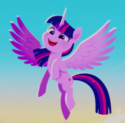 Size: 645x634 | Tagged: safe, imported from derpibooru, screencap, twilight sparkle, alicorn, pony, spoiler:my little pony: a new generation, cropped, cute, female, flying, g5, mare, my little pony: a new generation, open mouth, solo, spread wings, twiabetes, twilight sparkle (alicorn), wings