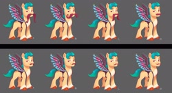 Size: 3036x1647 | Tagged: safe, artist:imalou, imported from derpibooru, hitch trailblazer, earth pony, pony, spoiler:my little pony: a new generation, concept art, disguise, fake moustache, fake wings, g5, male, my little pony: a new generation, stallion