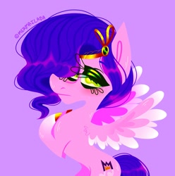 Size: 1361x1370 | Tagged: safe, artist:mermaiidcake, imported from derpibooru, pipp petals, pegasus, pony, g5, my little pony: a new generation, purple background, simple background, solo