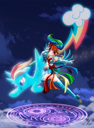 Size: 1976x2705 | Tagged: safe, artist:mauroz, imported from derpibooru, part of a set, rainbow dash, human, pegasus, pony, anime, clothes, cosplay, costume, female, humanized, sailor moon, winged humanization, wings